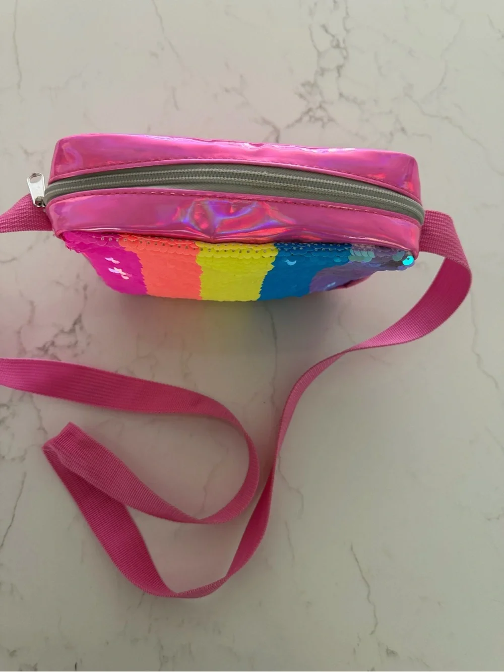 Sequin Rainbow Crossbody Bag for Kids - Pink Strap